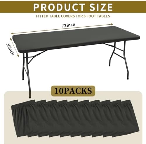 10 Pack Stretch Fabric Table Top Covers Fits 6 Tables Spandex Washable Tablecloths for Indoor Outdoor Parties Weddings