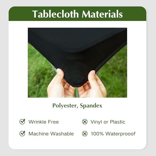 2 Pack Stretch Spandex Tablecloths 42x72 Inch Black Fitted Elastic Table Cover for Tables
