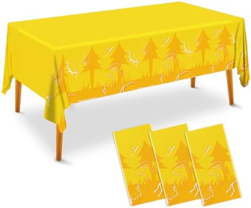 AURORAPARTY 3pcs Yellow Cartoon Tablecloth 54x108inches