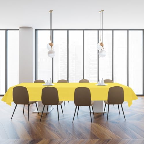 3 Pack Yellow Plastic Tablecloths for Parties 54x108 Inch Rectangular Table Covers