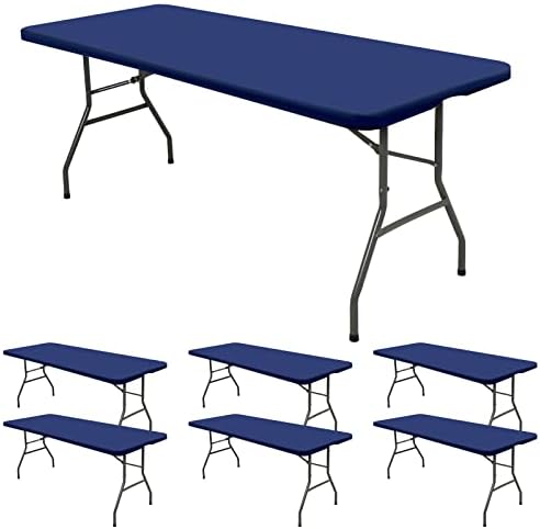 6 Pack Stretch Table Cover for 6 Tables Navy Blue 30 W x 72 L