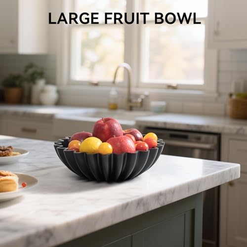 UHEY HOME Large Decorative Fruit Bowl with Ruffle Design