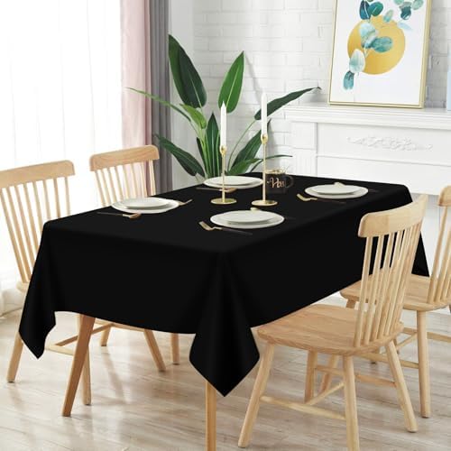 Mulbozy 2 Pcs Black Plastic Tablecloth for Rectangle Table 54x108 Inches