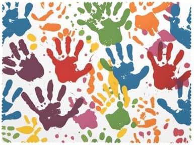 Kids Hand Print Anti-Grease Square Tablecloths