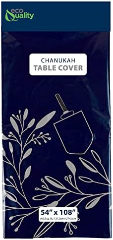 EcoQuality Hanukkah Tablecloth 54x108 inch Blue Silver