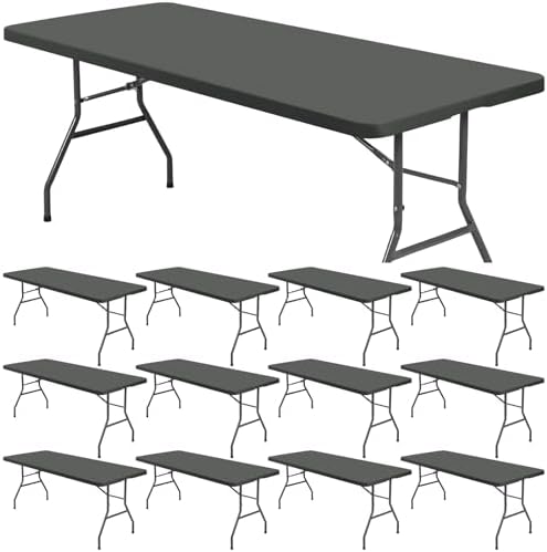 12 Pcs Spandex Table Cloth for 8 Foot Tables Grey 30x96