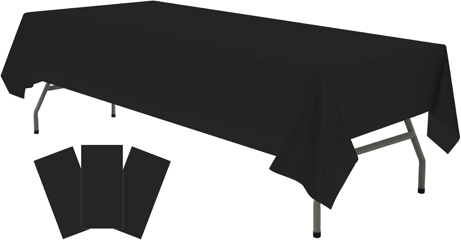 Plastic Black Tablecloths 3 Pack 54x108 Inch for Party Use