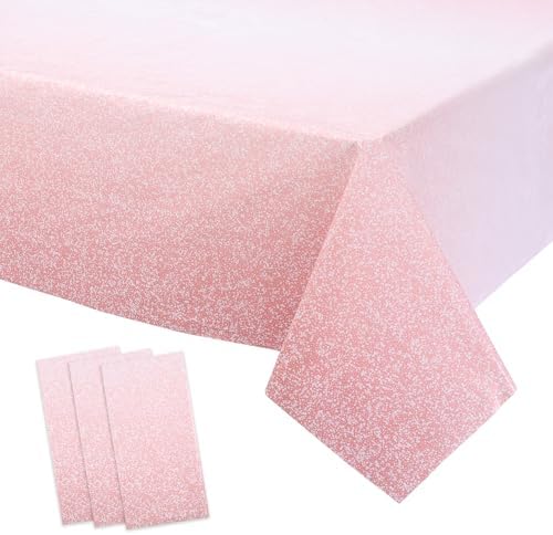 Kesfey 3 Pack Ombre Rose Gold Tablecloths 54x108 Inch
