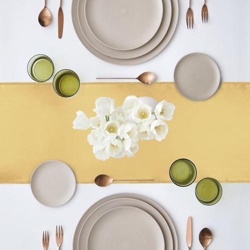 10 Pack Light Gold Satin Table Runner 12x108 Inch