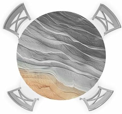 Ocean Grey Round Waterproof Table Cover with Elastic