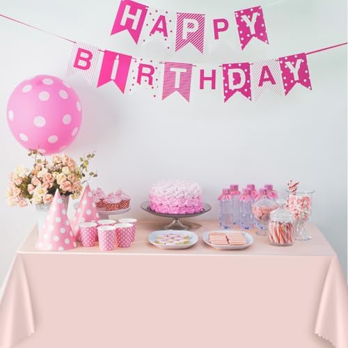 3 Pack Light Pink Plastic Tablecloths 54x108 Inch Party Covers
