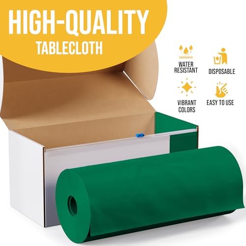 Exquisite Emerald Green 54x300 Plastic Table Cover Roll with Slide Cutter