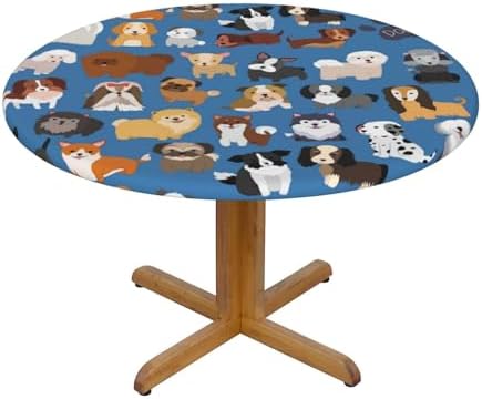 Cute Dogs Blue Tablecloth with Elastic Edge Small