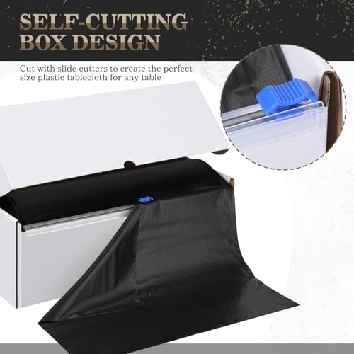 Moukeren 2 Pieces 54 Inch x 300 Feet Plastic Tablecloth Roll with Slide Cutter