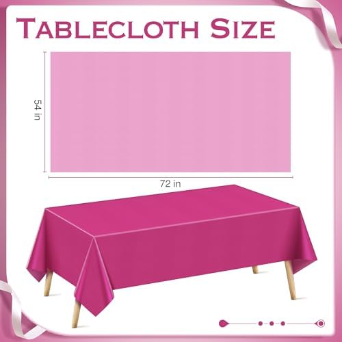 Just Shimmer 6 Piece Pink Tablecloth 54x72 Waterproof Disposable