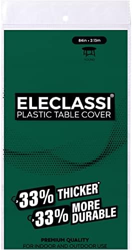 Eleclassi Emerald Green 6 Pack Round Disposable Tablecloths - 84 Inch