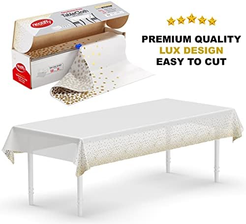 Neatiffy 54 in x 100 Ft Tablecloth Roll with Slide Cutter - Waterproof Cover for Tables