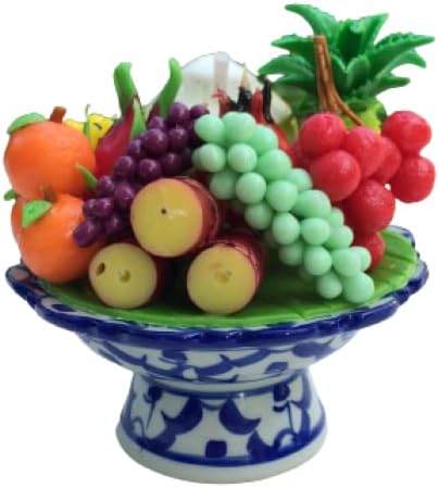 Artificial Fruit Bowl with Ceramic Pedestal Tray 3 Inches