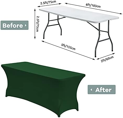 CWK 6FT Waterproof Stretch Spandex Table Cover - Elastic Fitted for Folding Tables