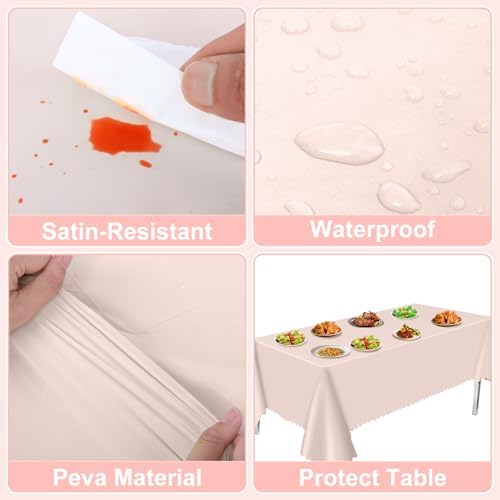 3 Pack Light Pink Plastic Tablecloths 54x108 Inch Party Covers