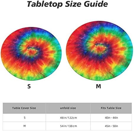 Tie Dye Round Tablecloth Fitted Elastic Washable 45-50 Inch