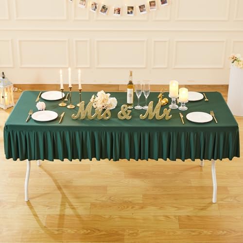 2 Pack Hunter Green Spandex Tablecloths for 6FT Rectangle Tables