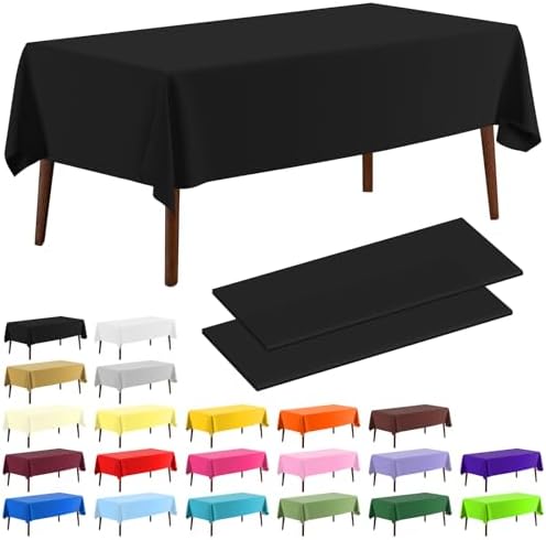 CXPSINC 2 Pack Black Plastic Tablecloths 54x108 Inch