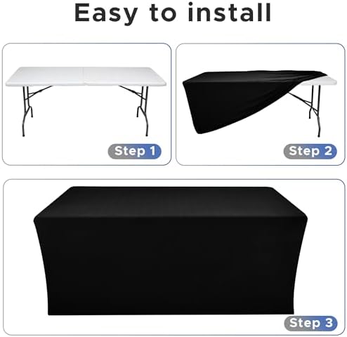 Nasitos Spandex Table Covers 6 Foot - 2 Pack Black Stretch Tablecloths