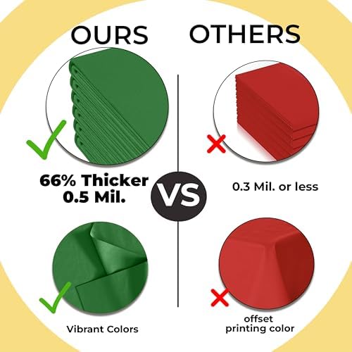 Exquisite Emerald Green 6 Pack Table Cloth 54x108 Inch 05 Mil Premium Plastic Rectangle Cover