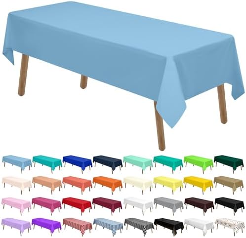 Light Blue Plastic Tablecloths 2 Pack for Parties and Events
