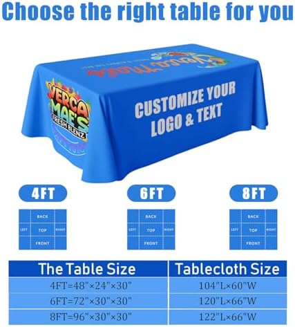 Custom Table Cloth with Business Logo Text Personalized Table Runner for Events