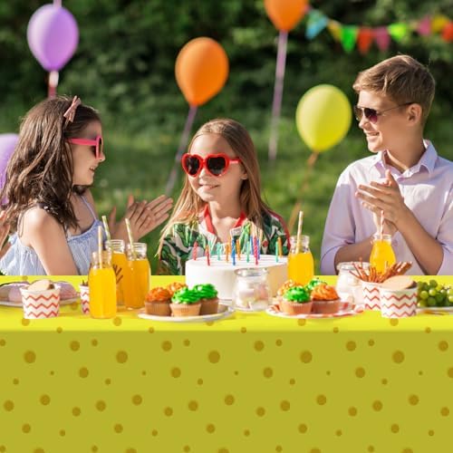 3Pcs Cartoon Yellow Tablecloths for Birthday Parties
