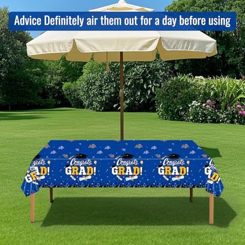 STARSIDE 3 Pack Blue Graduation Tablecloths 54x108