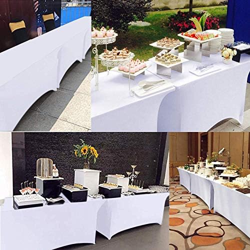 Reliancer 2 Pack 6FT Rectangular Spandex Table Cover for Outdoor Events and Banquets