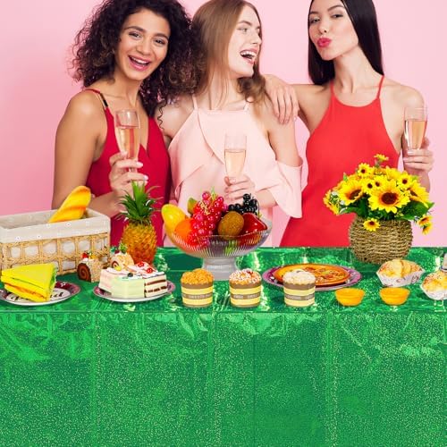 4 Pcs Iridescent Green Tablecloth Party Decorations