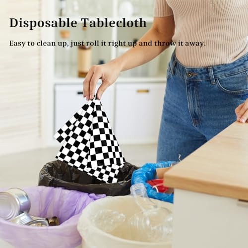 Mulbozy 4 Pcs Black and White Checkered Tablecloths for Party Decorations