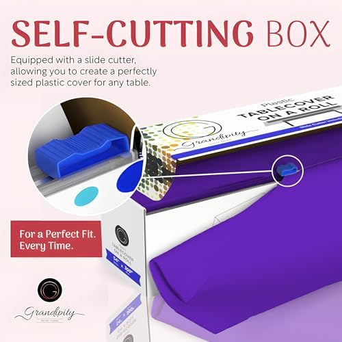 Grandipity Plastic Tablecloth Roll Purple 54x300 Cut to Size