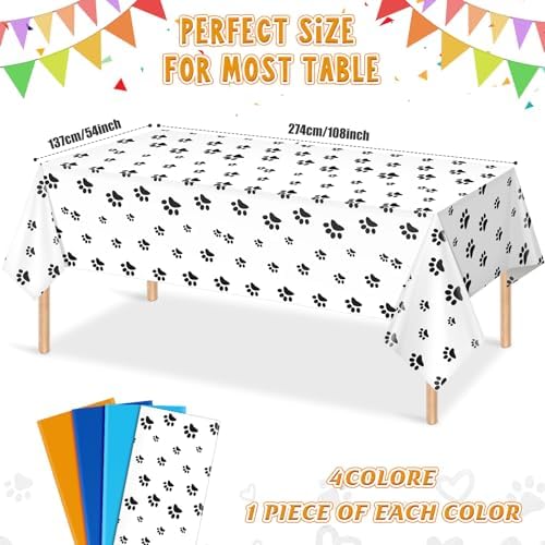MASHAN 4 Piece Dog Themed Tablecloths Set