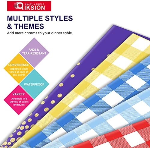 QIKSION Pink Gingham Tablecloth 2 Pack 84 Inch Disposable for Parties