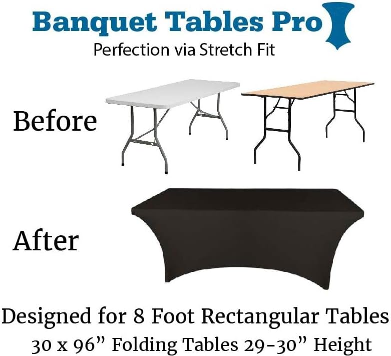 8 Ft Black Spandex Tablecover for Folding Tables