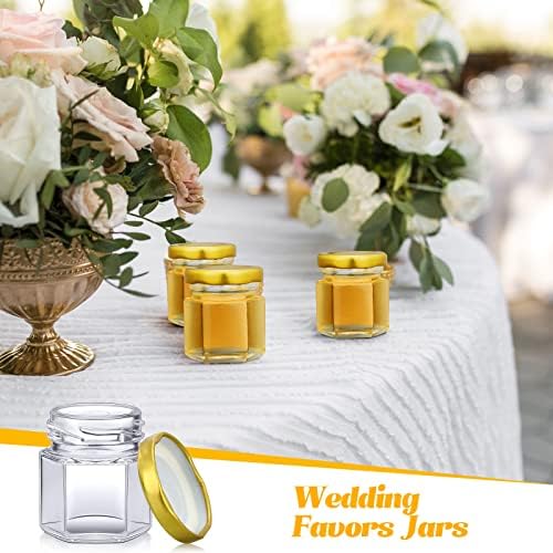 Nuogo 100 Pack Mini Hexagon Glass Jars with Lids