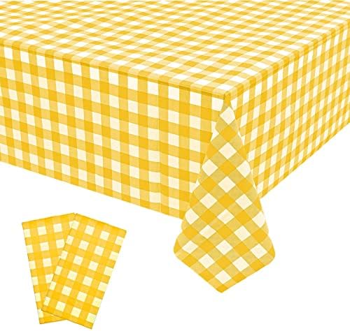 Vedran 2 Pack Yellow Gingham Tablecloths for Party Decorations