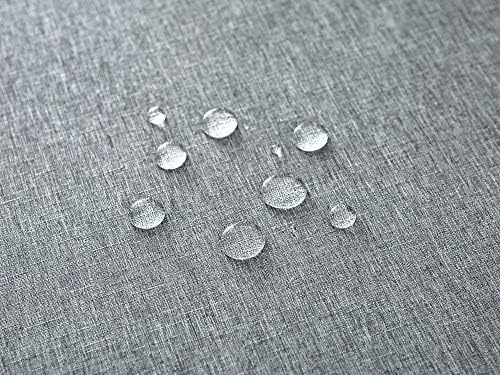EHouseHome Faux Linen Tablecloth with Lace Trim - 70 Inch Grey Waterproof Spill Proof
