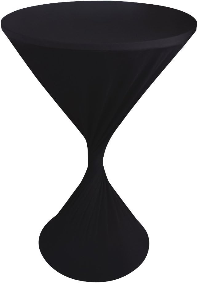 JISEN Cocktail Spandex Fitted Stretchable Elastic Tablecloth Black