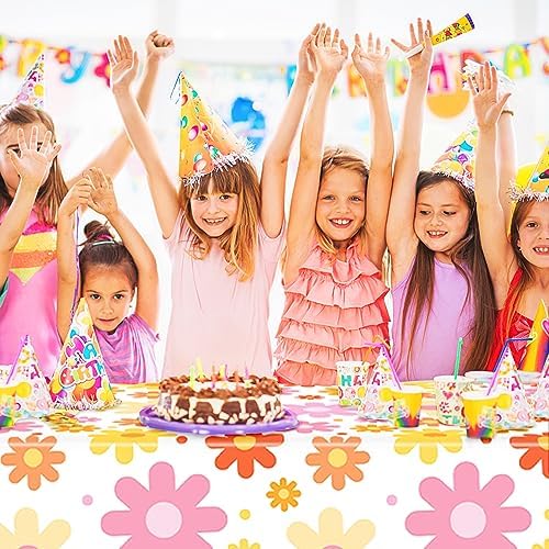 Augisteen Groovy Daisy Pattern Tablecloths 54x108 Inch 4 PCS