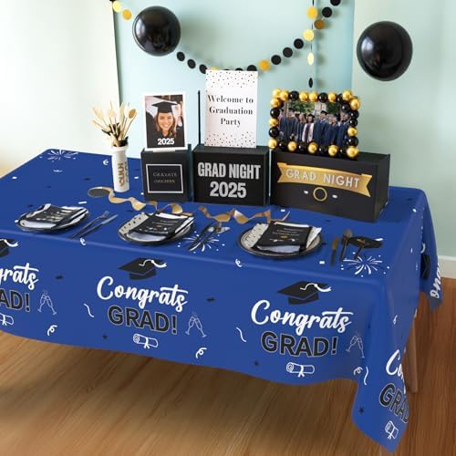 Slergut Graduation Tablecloth Set Blue 2025 3 Pack