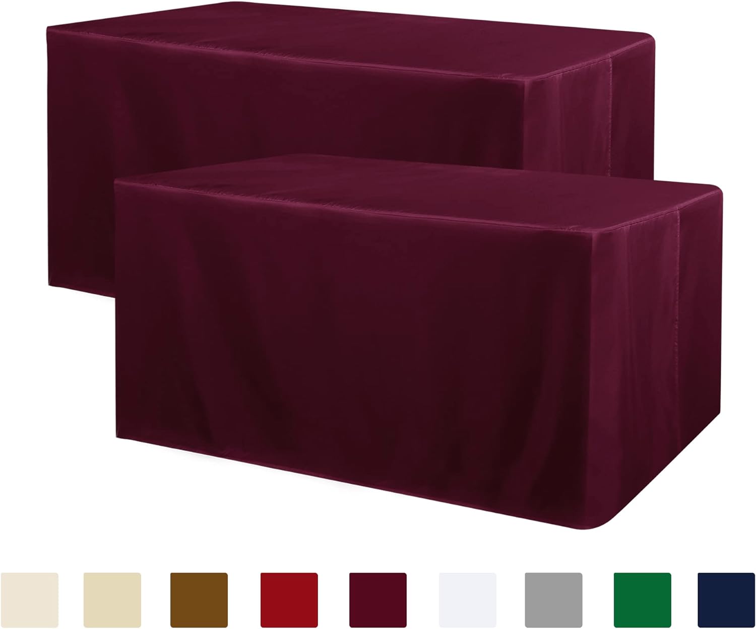 Obstal 2 Pack Fitted Table Covers for 6 Foot Tables - Burgundy