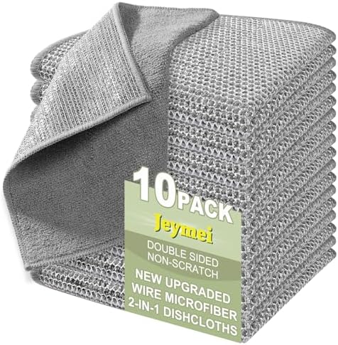 10 Piece Multipurpose Wire Dishcloth with Lanyard Non Scratch and Microfiber