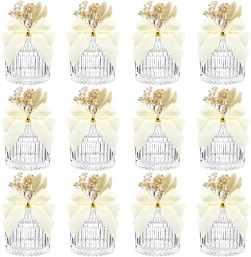 Honeydak 12 Piece Glass Candy Jar Set with Lids and Decorations