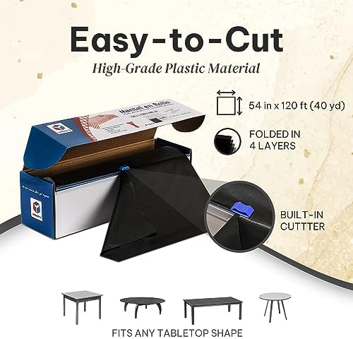 Amatra All-Purpose Plastic Table Cover Roll Black 54x120